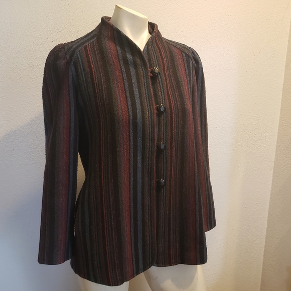 Vintage striped wool blend jacket by Illusions women's size 6/7 - Picture 1 of 3